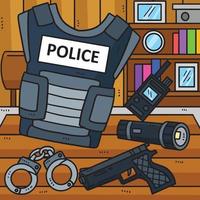 police officier équipement coloré dessin animé vecteur