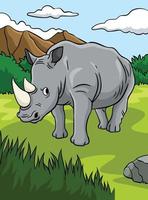 rhinocéros animal coloré dessin animé illustration vecteur