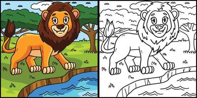 coloriage de lion illustration colorée vecteur