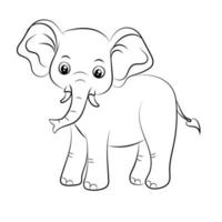 l'éléphant coloration page pour des gamins main tiré l'éléphant contour illustration vecteur