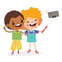 enfant fabrication selfie avec téléphone vecteur