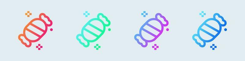 bonbons ligne icône dans pente couleurs. sucette panneaux vecteur illustration.