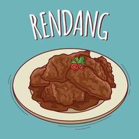 rendang illustration indonésien nourriture avec dessin animé style vecteur