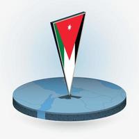 Jordan carte dans rond isométrique style avec triangulaire 3d drapeau de Jordan vecteur