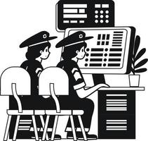 policier et police station illustration dans griffonnage style vecteur