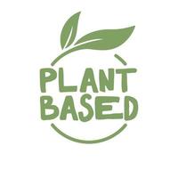 plante basé logo. circulaire forme base avec plante feuille. végétalien et végétarien amical badge. vecteur