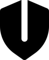 Sécurité bouclier noir glyphe ui icône. en dessous de protection. antivirus logiciel. utilisateur interface conception. silhouette symbole sur blanc espace. solide pictogramme pour la toile, mobile. isolé vecteur illustration