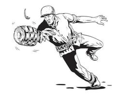 monde guerre deux américain gi soldat lancement main grenade de face vue des bandes dessinées style dessin vecteur