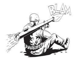 monde guerre deux américain gi soldat cuisson bazooka des bandes dessinées style dessin vecteur