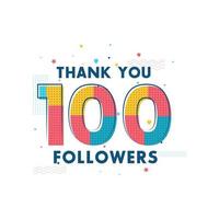 merci célébration 100 followers, carte de voeux pour les réseaux sociaux. vecteur