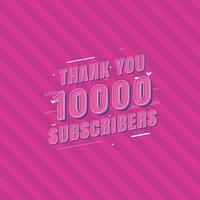 Merci célébration de 10000 abonnés, carte de voeux pour 10k abonnés sociaux. vecteur