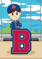 b est pour base-ball joueur alphabet apprentissage éducatif illustration vecteur