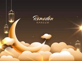 islamique saint mois de Ramadan kareem concept avec brillant lune. vecteur