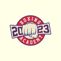 boxe académie badge logo conception. boxe ancien rétro badge illustration vecteur