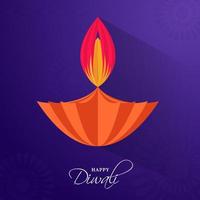 papier Couper illuminé pétrole lampe sur violet mandala Contexte pour content diwali fête. vecteur