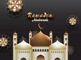 exquis illustration de lune, d'or floral modèle, islamique saint mois de prières, Ramadan kareem concept. vecteur