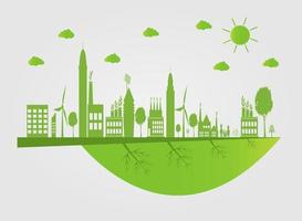 écologie.Les villes vertes aident le monde avec des idées de concept écologiques.Illustration vectorielle vecteur