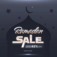 Ramadan vente concept avec mosquée sur gris Contexte. islamique saint mois de prières concept. vecteur