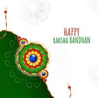 content raksha bandhan Police de caractère avec magnifique rakhi sur blanc et vert floral Contexte. vecteur