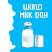 graphique vectoriel de la journée mondiale du lait bon pour la célébration de la journée mondiale du lait. conception plate. conception de flyer. illustration plate.