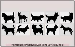 Portugais podengo pequeno chien silhouette, coloré décoratif portrait de permanent dans profil câble manteau Portugais podengo,décoratif portrait de permanent dans profil câble manteau Portugais podengo vecteur