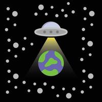 mignonne des illustrations de ufos levage le Terre de ses orbite sont adapté pour fictif et enfants thèmes vecteur