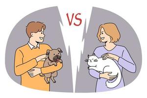 chat ou chien l'amour concept vecteur