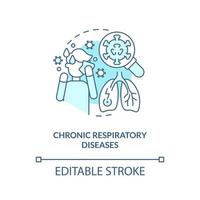 chronique respiratoire maladies bleu concept icône. chronique conditions Majeur groupe abstrait idée mince ligne illustration. isolé contour dessin. modifiable accident vasculaire cérébral vecteur