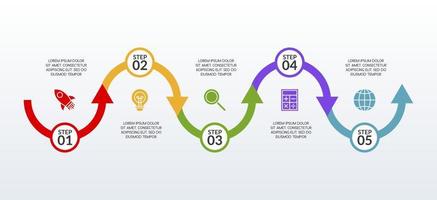 infographie conception modèle et Icônes avec 5 les options ou 5 pas vecteur