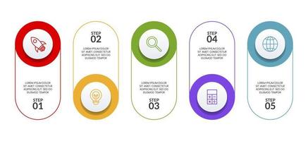 infographie conception modèle et Icônes avec 5 les options ou 5 pas vecteur