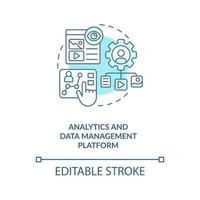 analytique et Les données la gestion Plate-forme turquoise concept icône. en ligne commercialisation outils abstrait idée mince ligne illustration. isolé contour dessin. modifiable accident vasculaire cérébral vecteur