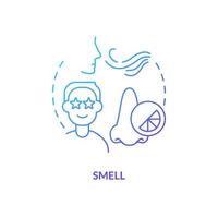 odeur bleu pente concept icône. sensoriel récepteur dans commercialisation abstrait idée mince ligne illustration. parfum l'image de marque. choisir fragrance. isolé contour dessin vecteur
