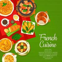 français cuisine menu couverture, France restaurant nourriture vecteur