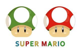 vert et rouge champignon super mario plat vecteur illustration.