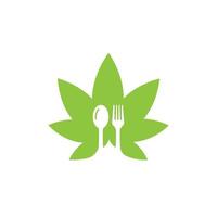 en bonne santé nourriture logo. concept logo, avec le symbole de une cuillère, fourchette et feuille. pouvez être pour Restaurants, en bonne santé nourriture des produits, site Internet logos pour nourriture consultants vecteur