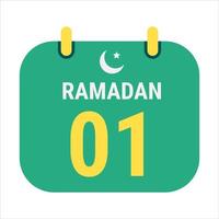 compte à rebours à 1er Ramadan célébrer avec blanc et d'or croissant lunes. et Anglais Ramadan texte. vecteur