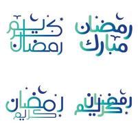 pente vert et bleu arabe calligraphie vecteur illustration pour le saint mois de Ramadan.
