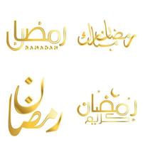 vecteur d'or Ramadan kareem salutation carte avec arabe calligraphie conception.