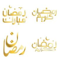 célébrer Ramadan kareem avec islamique d'or calligraphie vecteur illustration.