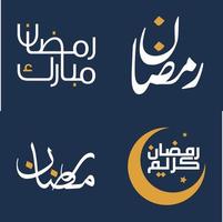 célébrer le saint mois de Ramadan avec blanc calligraphie et Orange conception éléments vecteur conception.