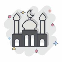 icône mosquée. en relation à eid Al adha symbole. bande dessinée style. Facile conception modifiable. Facile illustration vecteur