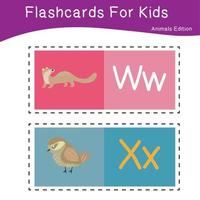 animal alphabet flashcard. éducatif imprimable flashcard. vecteur illustrations.