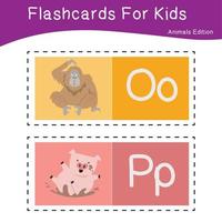 animal alphabet flashcard. éducatif imprimable flashcard. vecteur illustrations.