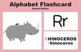 animal alphabet flashcard. éducatif imprimable flashcard. vecteur illustrations.