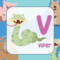 animal alphabet flashcard. éducatif imprimable flashcard. vecteur illustrations.