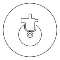 roue pour meubles roulette pivot icône dans cercle rond noir Couleur vecteur illustration image contour contour ligne mince style