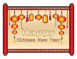 joyeux nouvel an chinois sur rouleau chinois vecteur