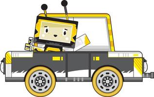 mignonne dessin animé mon chéri abeille dans voiture illustration vecteur