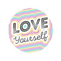 Flat Love Yourself Lettrage Typographie Style Vector Illustration