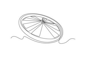 Célibataire un ligne dessin vélo pneu jantes. monde vélo journée concept. continu ligne dessiner conception graphique vecteur illustration.